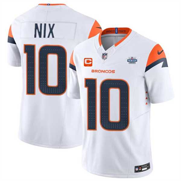 Men & Women & Youth Denver Broncos #10 Bo Nix White 2024 F.U.S.E. With Draft Pacth and 1-Star C Patch Vapor Limited Stitched Jersey->denver broncos->NFL Jersey